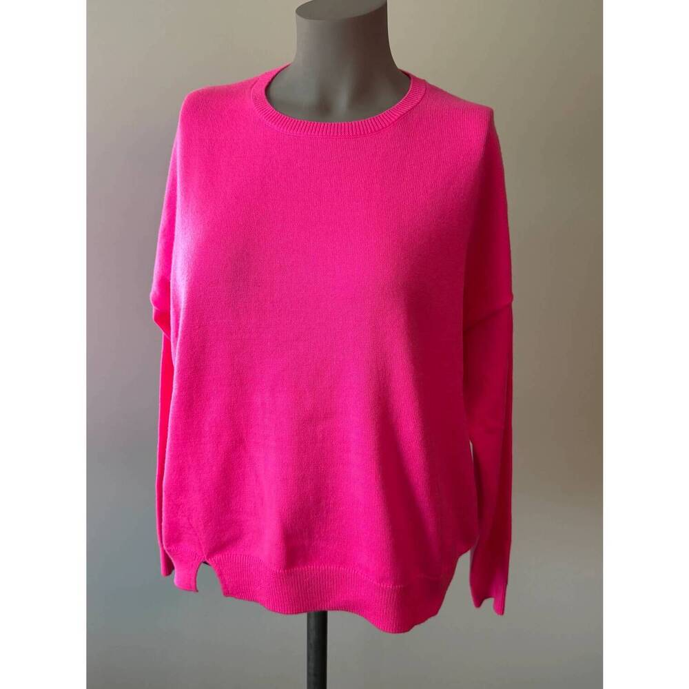 NEW WISPR women's scout split hem crew sweater in neon pink